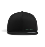 Black Bird + Wolf Snap Back Cap (Green Lettering)