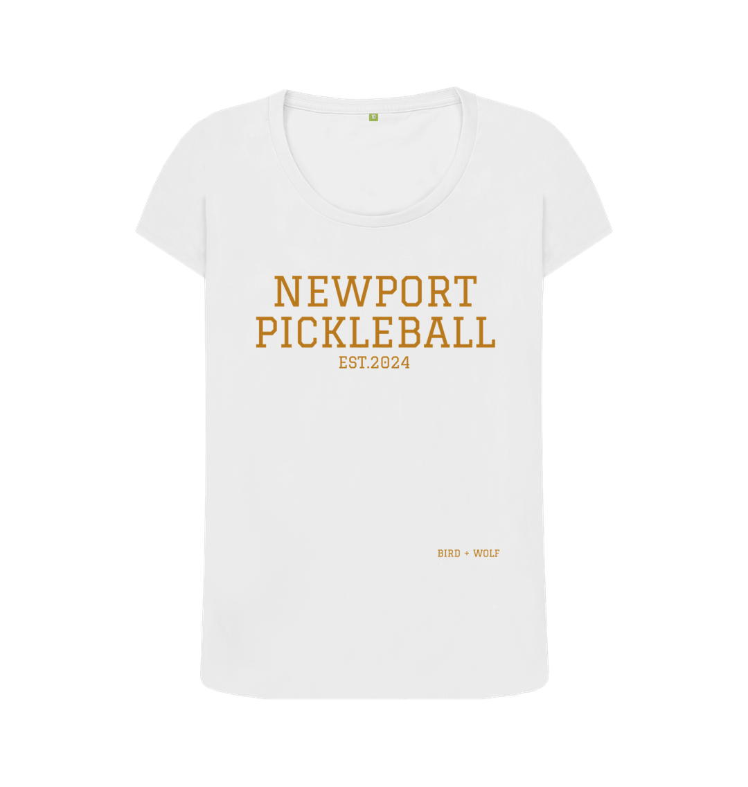 White Newport Pickleball Scoop Neck Tee