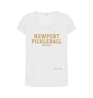 White Newport Pickleball Scoop Neck Tee