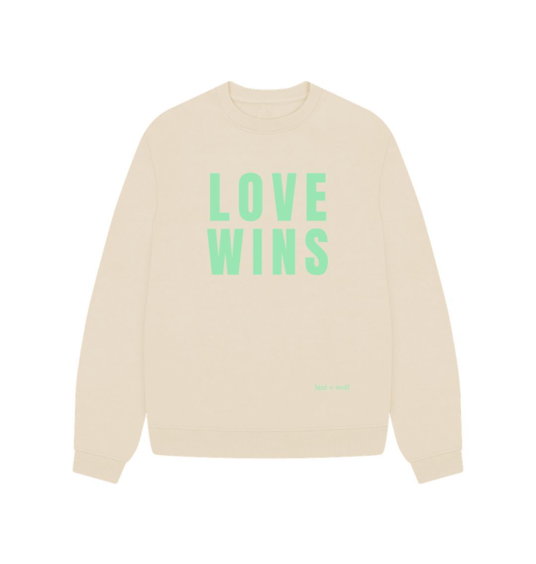 Oat Love Wins Oversized Sweatshirt (Green Lettering)