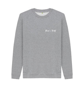 Light Heather Bird + Wolf Cosy Sweatshirt (White Lettering)