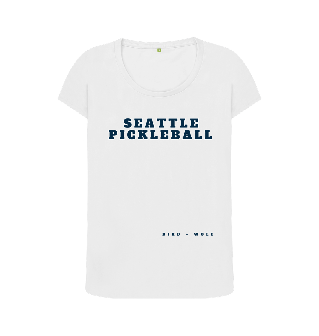 White Seattle Pickleball Scoop Neck Tee