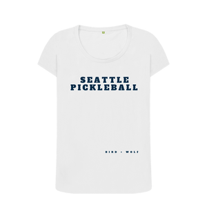 White Seattle Pickleball Scoop Neck Tee