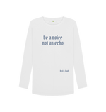White Printed Long Sleeve T Shirt Front