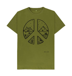 Moss Green Peace + Mountains Classic T Shirt