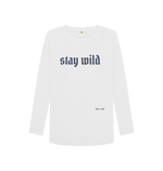 White Printed Long Sleeve T Shirt Front