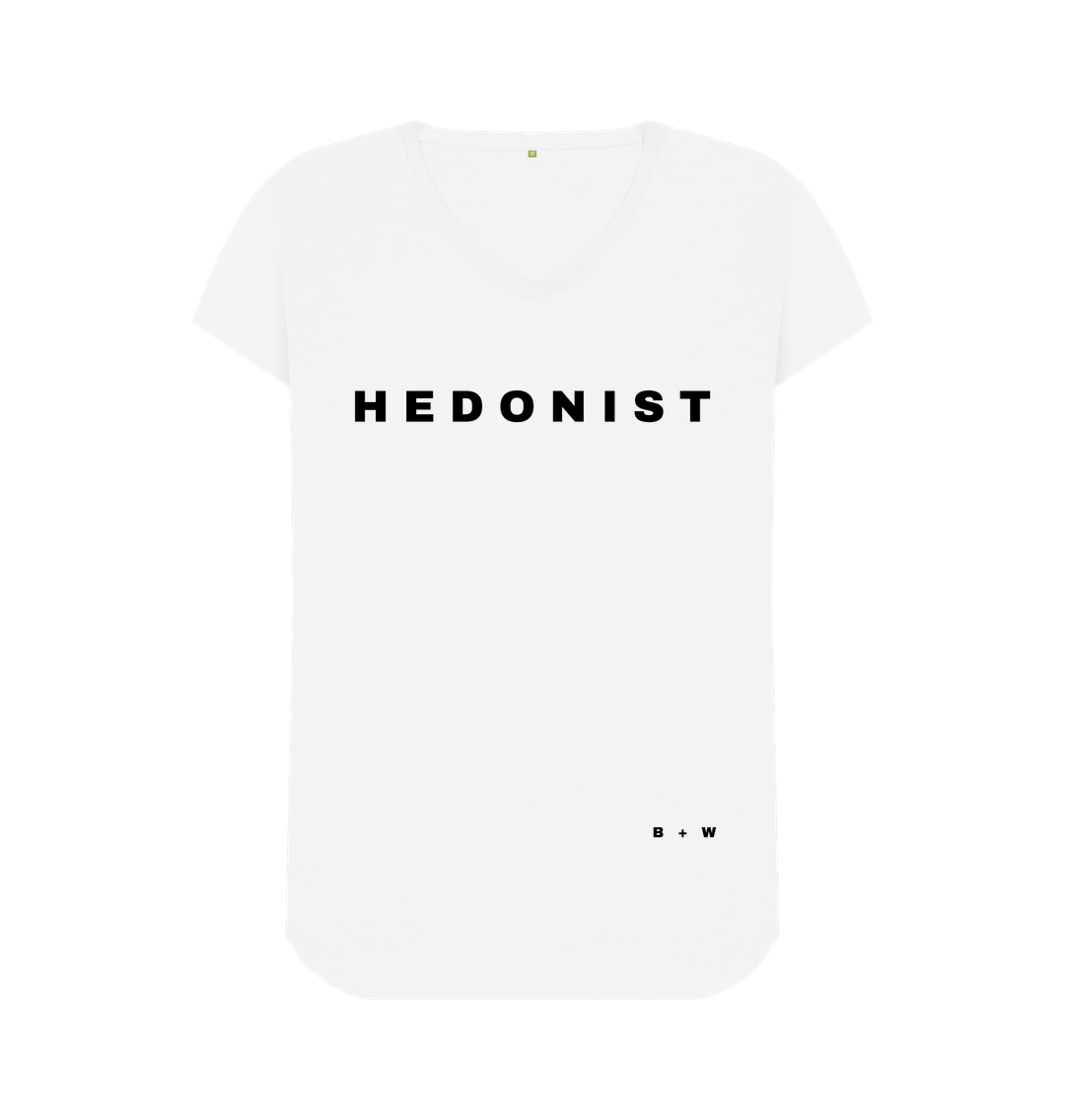 White Hedonist V Neck Tee (Spaced)