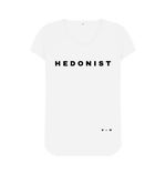 White Hedonist V Neck Tee (Spaced)