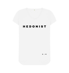 White Hedonist V Neck Tee (Spaced)