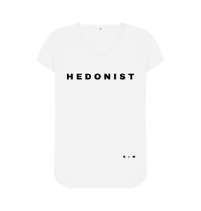 White Hedonist V Neck Tee (Spaced)