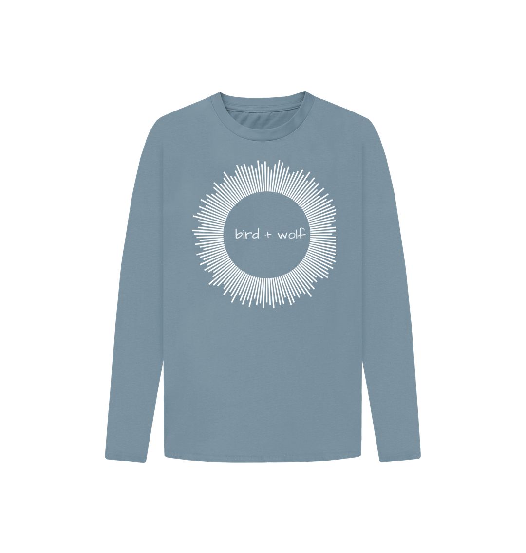 Stone Blue White Sunburst Kids Long Sleeve Tee