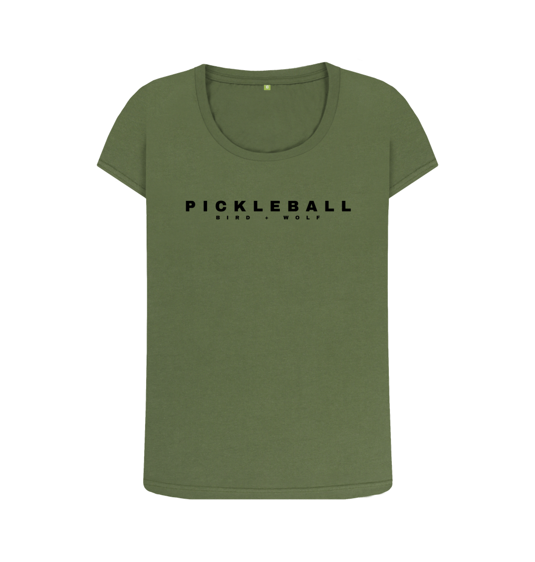 Khaki Pickleball Scoop Neck Tee