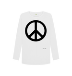 White Printed Long Sleeve T Shirt Front