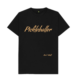 Black Pickleballer Classic Tee (Orange Lettering)