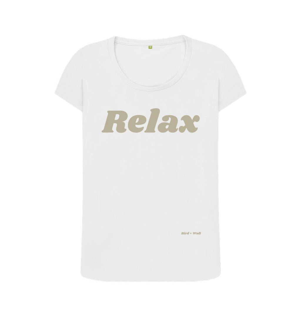 White Relax Scoop Neck Tee