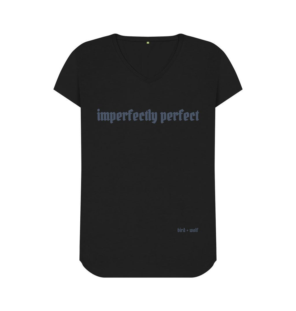 Black Imperfectly Perfect V Neck Tee