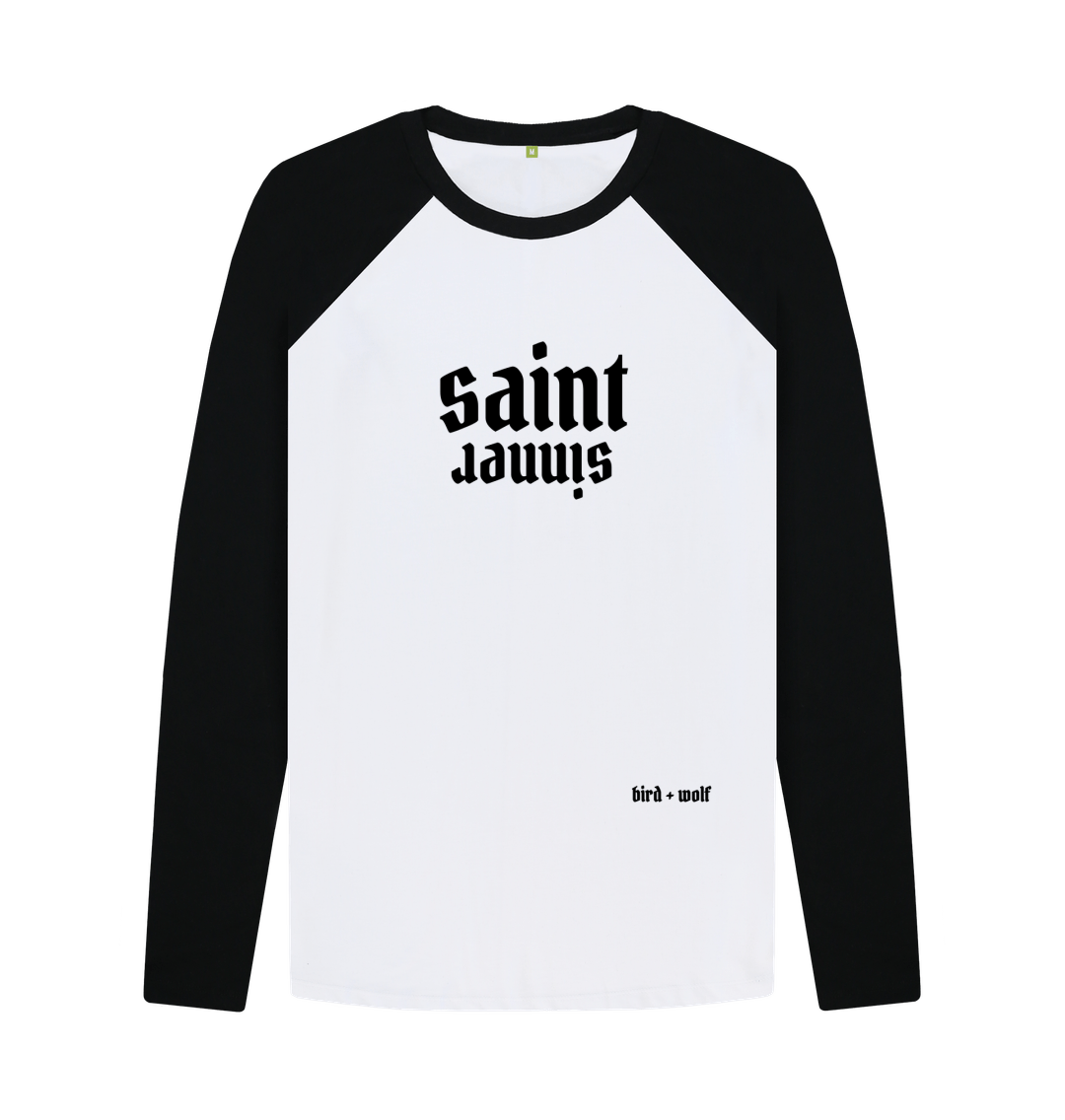 Black-White Saint Sinner Baseball T Shirt