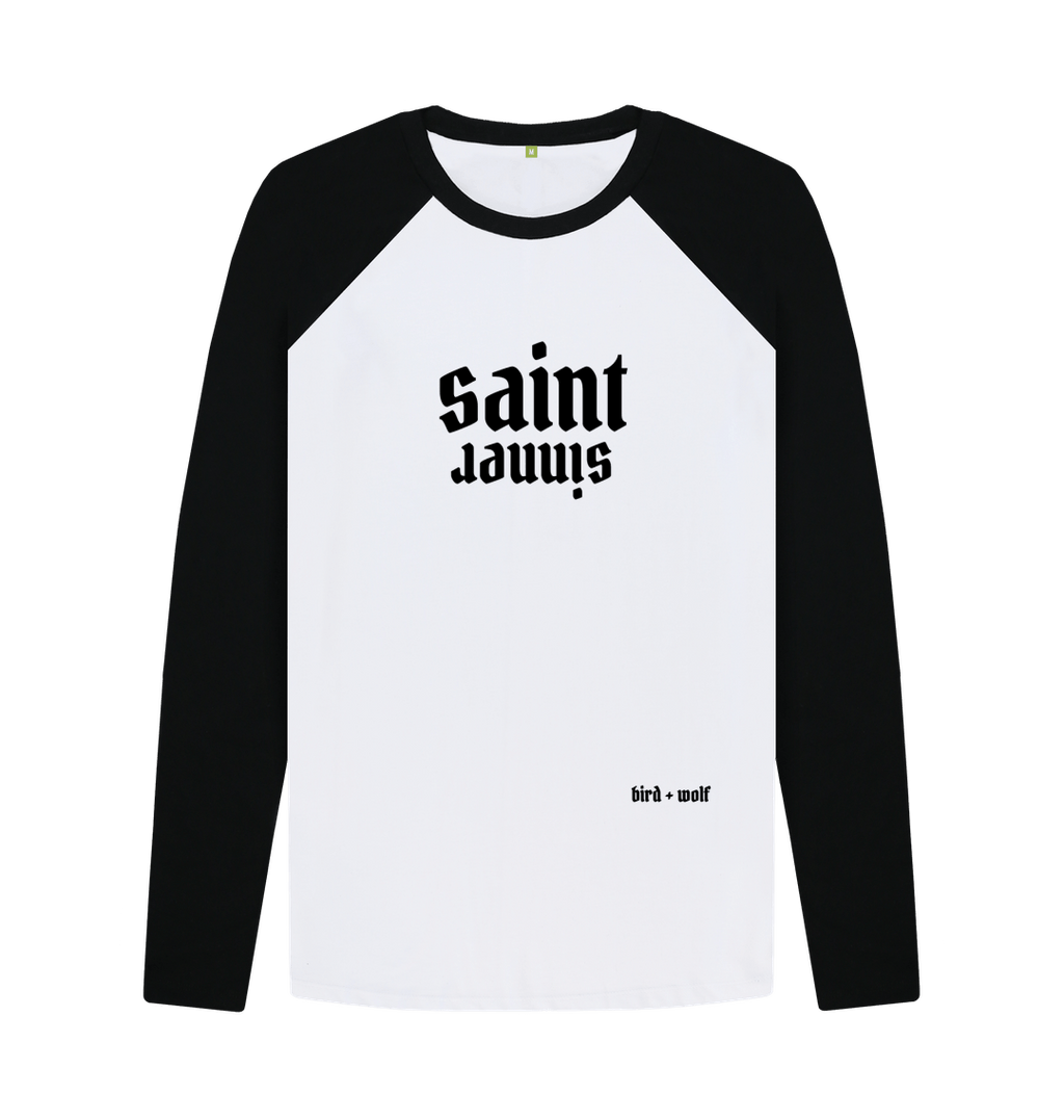 Black-White Saint Sinner Baseball T Shirt