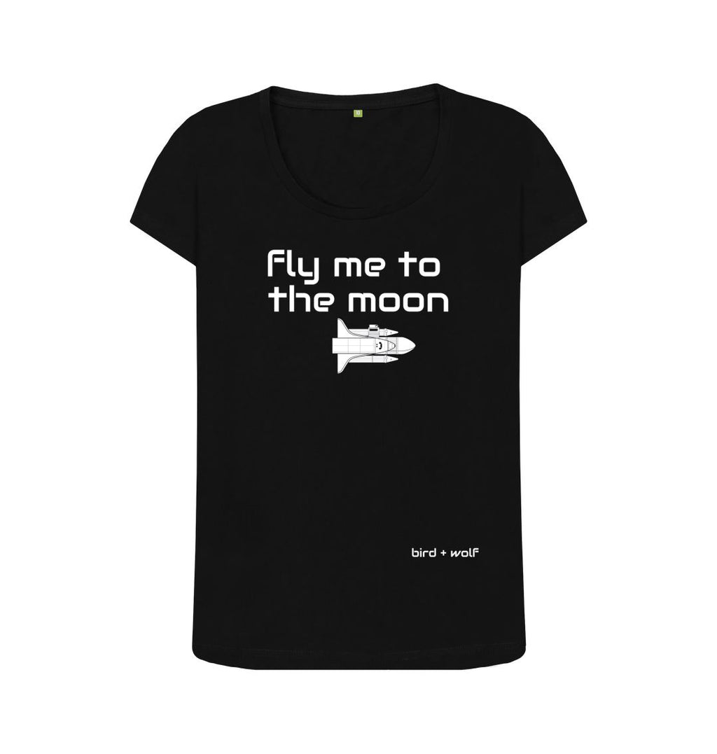 Black Fly Me To The Moon Scoop Tee