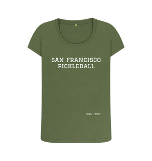 Khaki San Francisco Pickleball Scoop Neck Tee