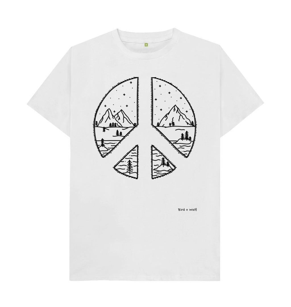 White Peace + Mountains Classic T Shirt