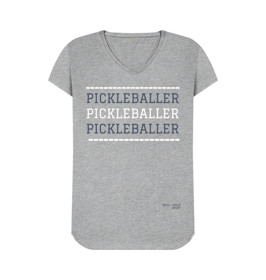 Athletic Grey Pickleballer V Neck Tee