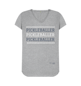 Athletic Grey Pickleballer V Neck Tee