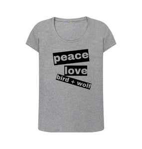 Athletic Grey Peace Love Bird + Wolf Scoop Tee