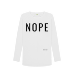 White Printed Long Sleeve T Shirt Front