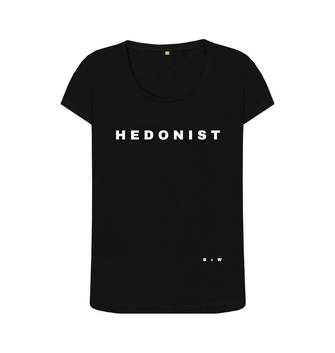 Black Hedonist Scoop Neck Tee (White\/Spaced)