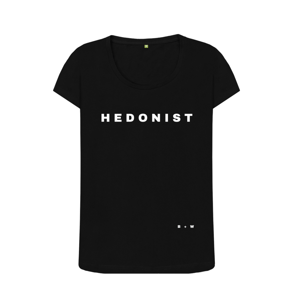 Black Hedonist Scoop Neck Tee (White\/Spaced)