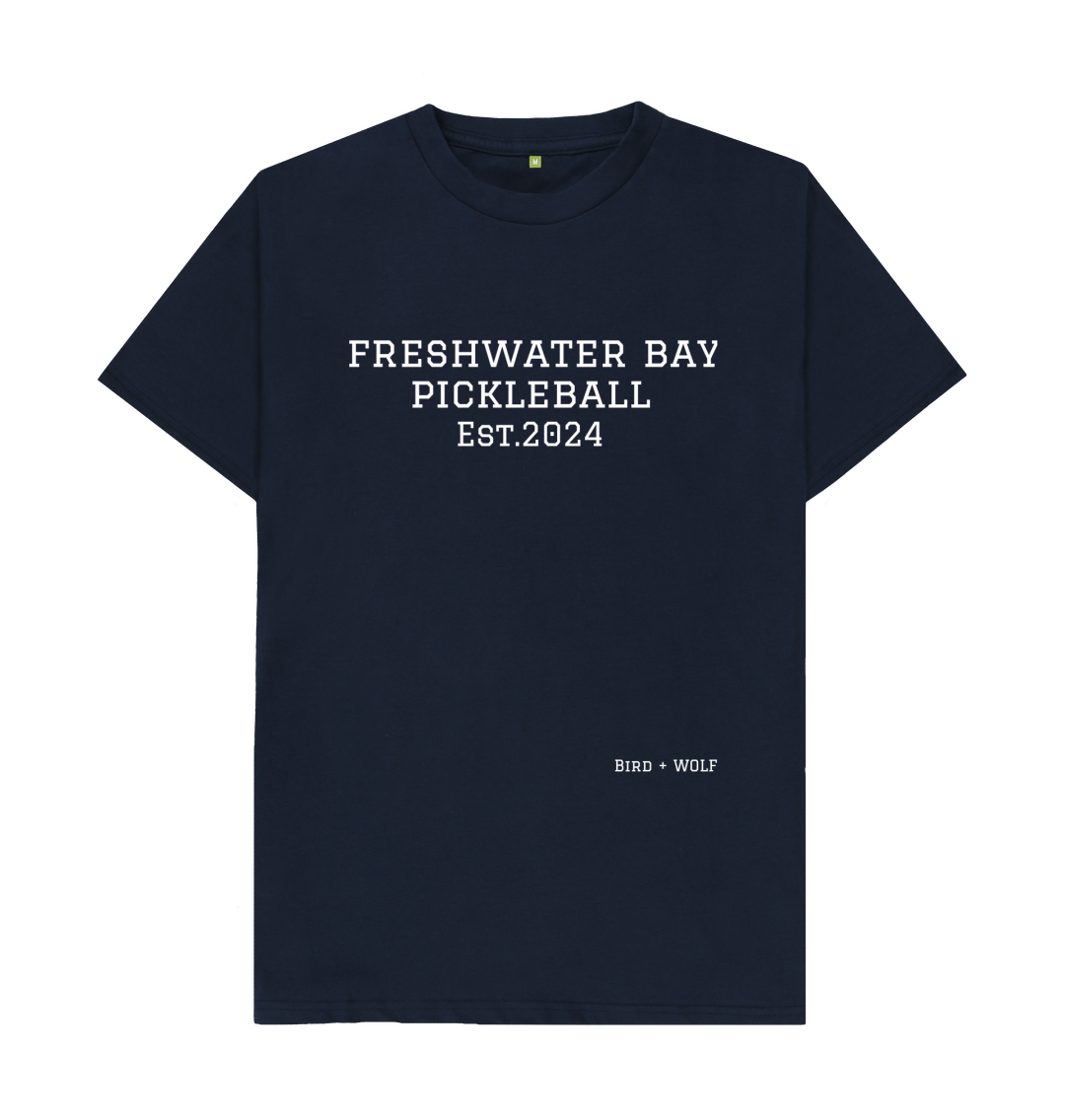 Navy Blue Freshwater Bay Pickleball Classic Tee (White lettering)