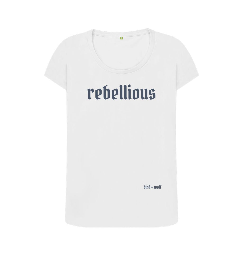 White Rebellious Scoop Neck Tee