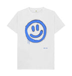 White Blue Smiley Face Classic Tee