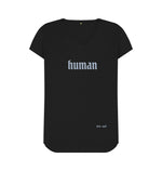 Black Human V Neck Tee