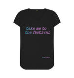 Black Take Me To The Festival V Neck Tee