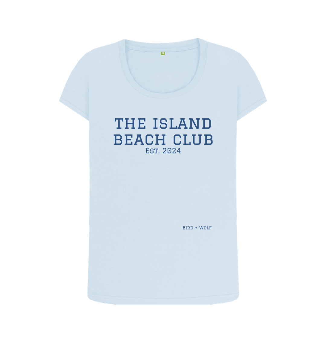 Sky Blue The Island Beach Club Scoop Neck Tee