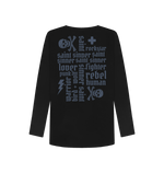 Black Printed Long Sleeve T Shirt Back