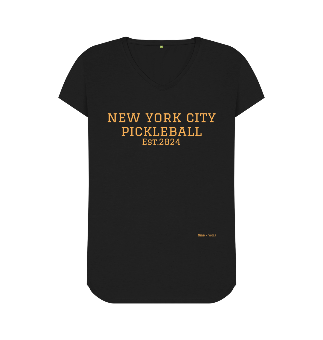 Black New York C ity Pickleball V Neck Tee