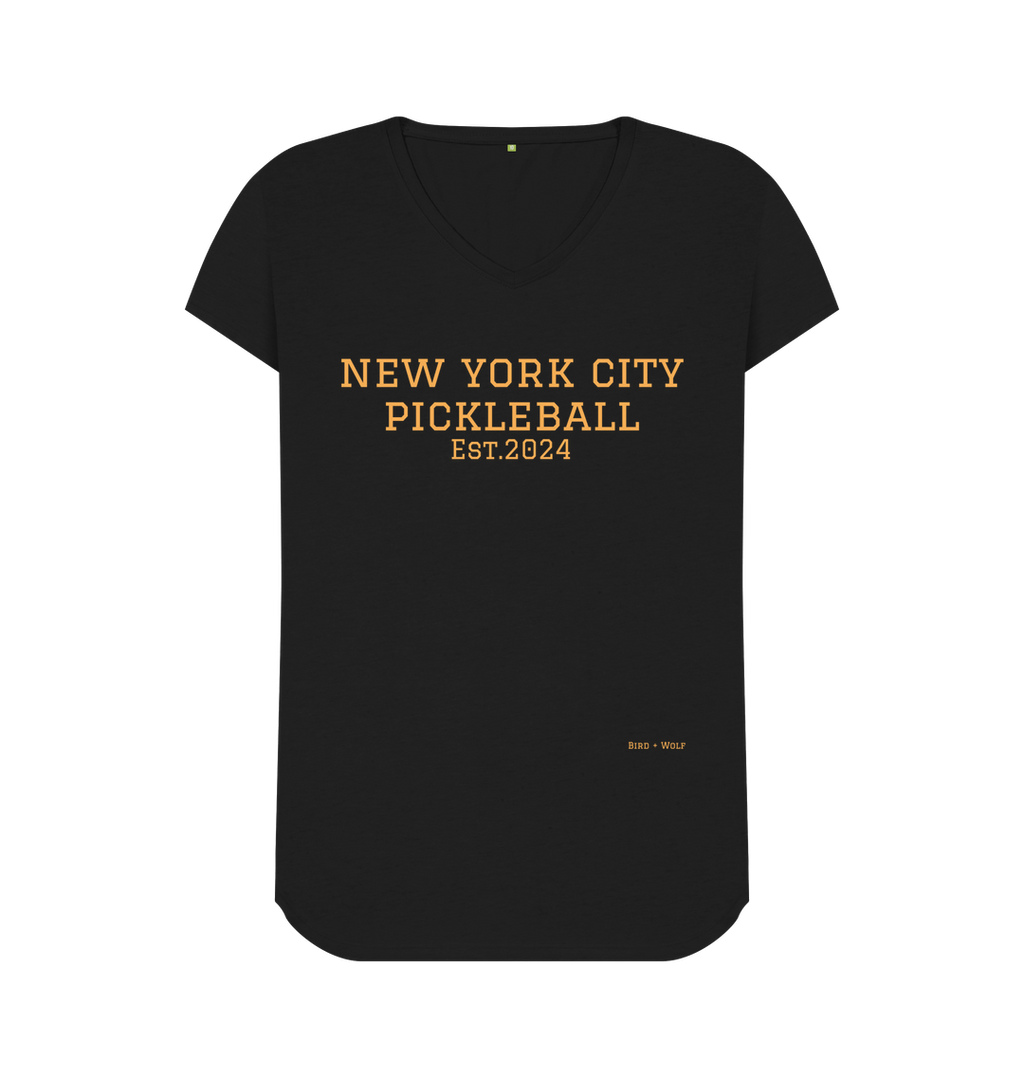 Black New York C ity Pickleball V Neck Tee