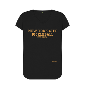 Black New York C ity Pickleball V Neck Tee