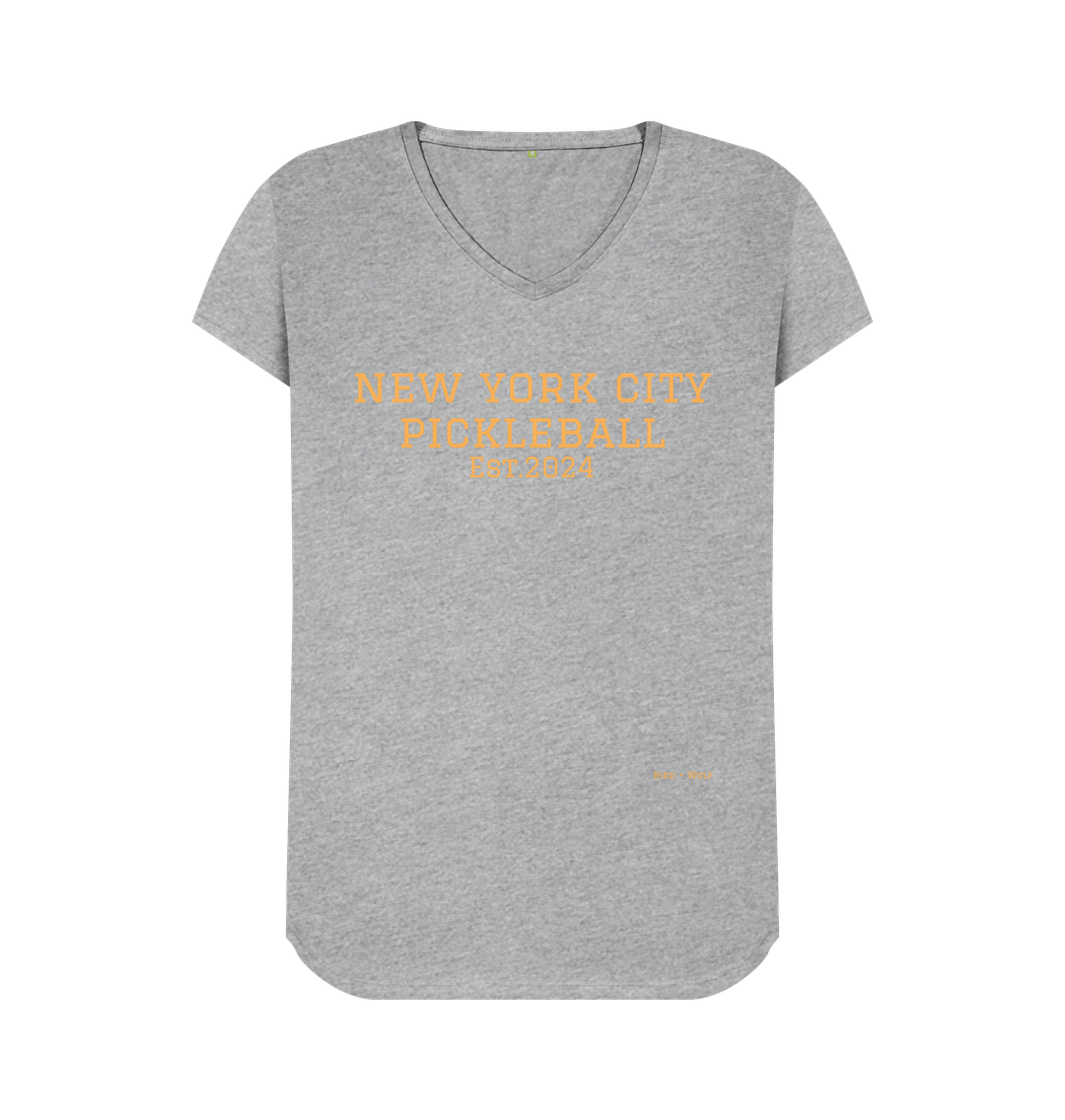 Athletic Grey New York C ity Pickleball V Neck Tee