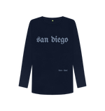 Navy Blue Printed Long Sleeve T Shirt Front