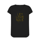 Black Let Love Rule V Neck Tee (Gold Lettering)