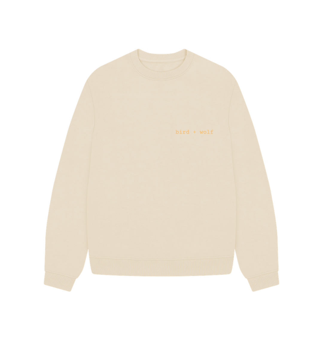 Oat Bird + Wolf Oversized Sweatshirt (Orange Lettering)