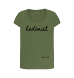 Khaki Hedonist Scoop Neck Tee (Italics)