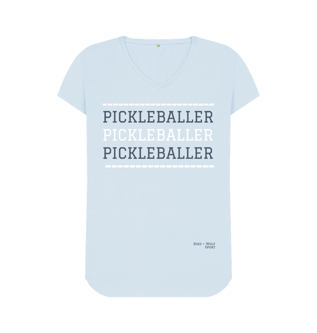 Sky Blue Pickleballer V Neck Tee