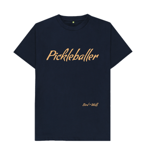 Navy Blue Pickleballer Classic Tee (Orange Lettering)