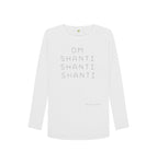 White Om Shanti Shanti Shanti Long Sleeve Tee