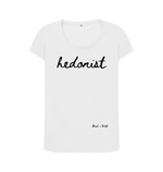 White Hedonist Scoop Neck Tee (Italics)